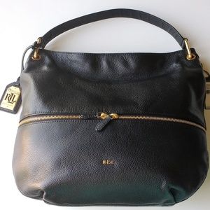 Ralph Lauren Meysey Black Leather Hobo NWT